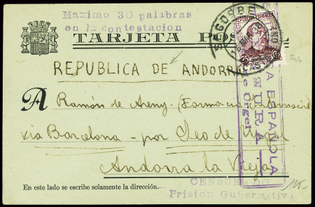 Espagne n°504 obl Segorbe (1938) sur CP de la pris