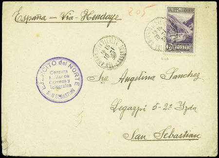 N°40A obl Andorre la Vieille (1938) sur lettre pou