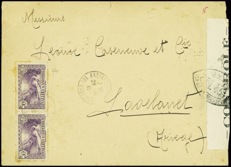 N°64 en paire obl Andorre la Vieille (oct 1940) su