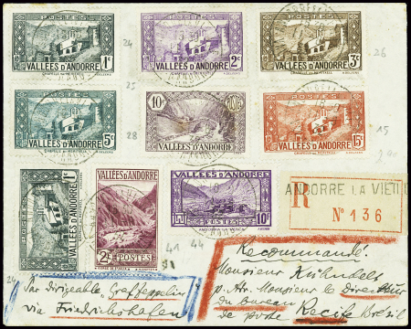 Andorre n°15 + 24, 2 pièces + 25 + 26 + 28 + 41 + 