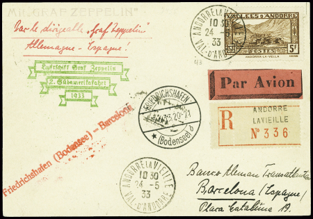 N°43 obl Andorre la Vieille (1933) sur carte pour 