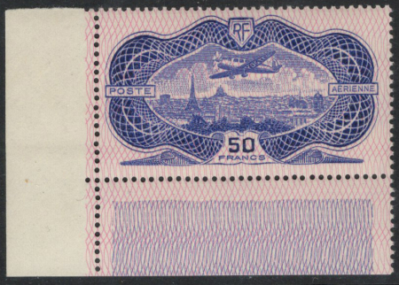 N°15 50f burelé, cdf, neuf **, TB