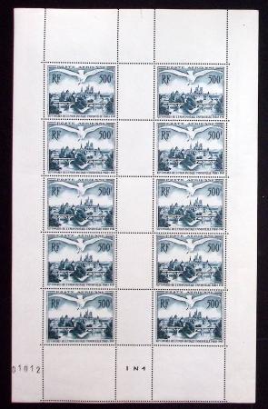 N°F20 500f UPU en feuille de 10 timbres, neufs **,