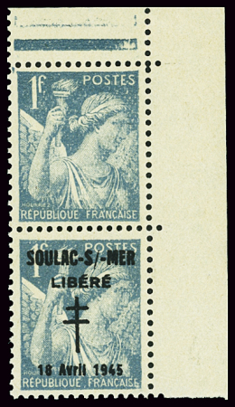 SOULAC-SUR-MER N°2 surchargé tenant à non surcharg