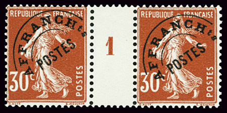 PREOBLITERES N°58 30c Semeuse rouge millésime 1, n