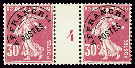 PREOBLITERES N°59 30c Semeuse rose millésime 4, ne