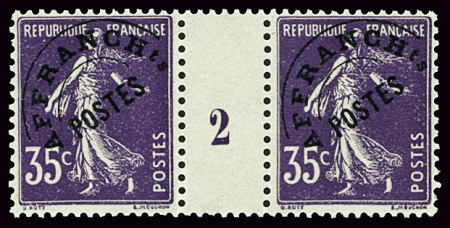 PREOBLITERES N°62 35c Semeuse violet millésime 2, 