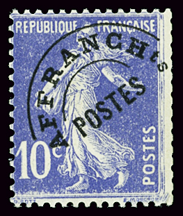 N°52a 10c Semeuse bleu type IV, neuf ** , TB