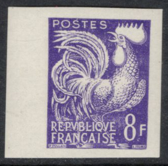 N°109 8f violet, variété non dentelé sans surcharg