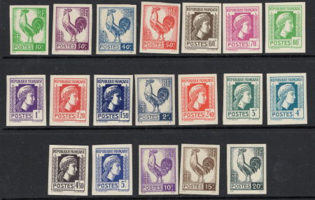 N°630 à 648 Coq et Marianne, les 19 valeurs, neufs