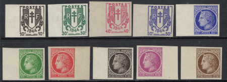 N°670 à 681 Chaines et Cérès, les 10 valeurs bdf, 