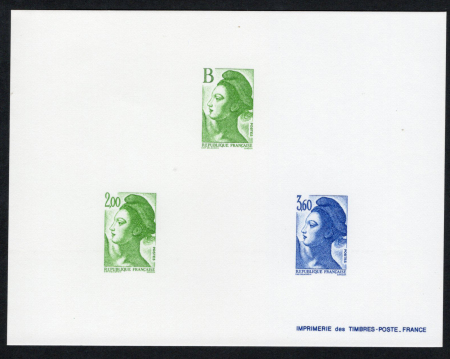 N°2483 à 2485 Liberté  épreuve de luxe collective,