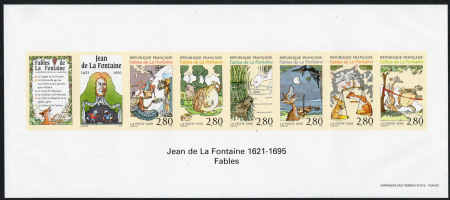 N°2964 Bande La Fontaine, feuillet gommé collectif