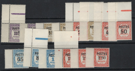 N°140 à 153, les14 valeurs surchargées "valeurs" b