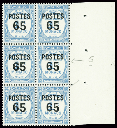 N°148a, variété un ex. gros 6 dans un bloc de 6, n