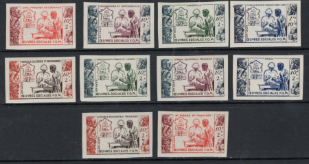 Œuvres sociales 1952 10 valeurs non dentelées, cdf