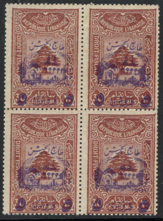 N°197 5 pi sur 30c brun en bloc de 4, neufs **, TB