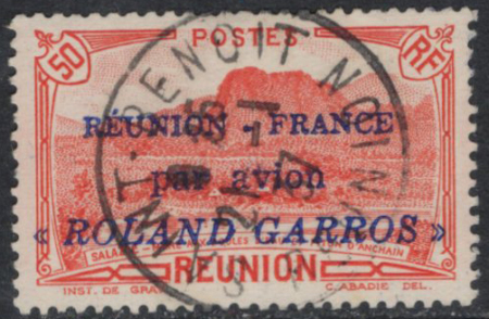 N°1 50c rouge Roland Garros, obl., TB