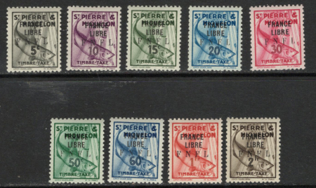 TAXE N°57 à 65 France Libre 9 valeurs, neufs **, T