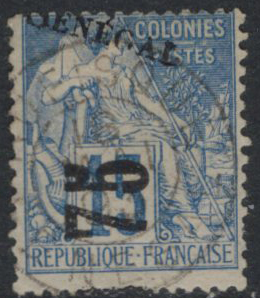 N°6 75 sur 15c bleu, obl. ,TB