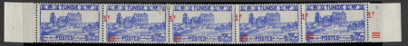  N°226e en Bande de 5, 1ex sans la surcharge, neuf
