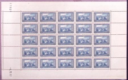 N°133 10f. bleu, Vue de la Principauté, FEUILLE de