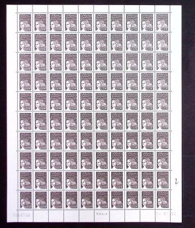 N°3444 Luquet, 0,02 bistre-noir, 2 bandes PHOSPHO,