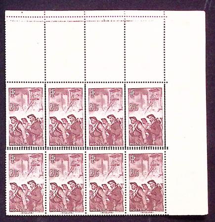 N°390e Mineurs, 2f.15 brun-lilas, BLOC de 8 cdf, P