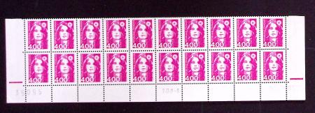 N°2717a Briat, 4,00 rose, BLOC de 20 bas de feuill