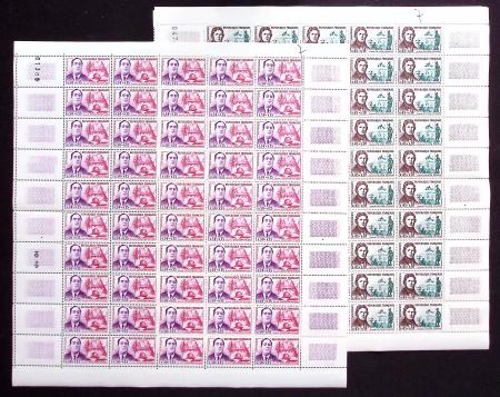 N°1295 à 1300 Célébrités Apollinaire, 75 ex. en fe