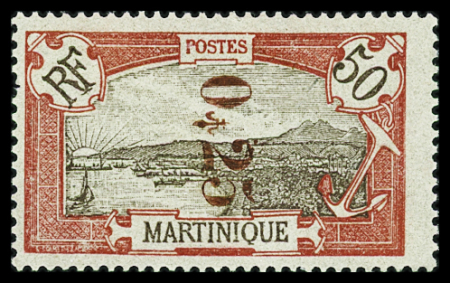 N°109 25c. sur 50c. rouge, neuf *, une dent absente