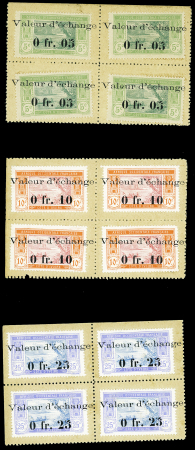 N°44 + 45 + 48 avec surcharge "Valeur d'échange" (0Fr05