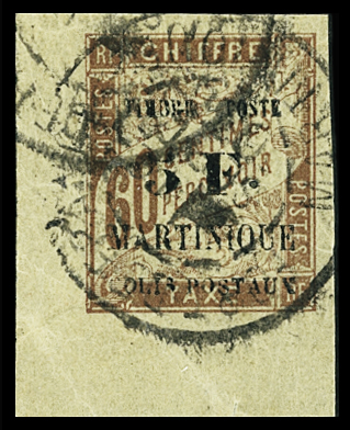 N°60 5f sur 60c. brun, CdF, obl., TB, R (tirage 1000