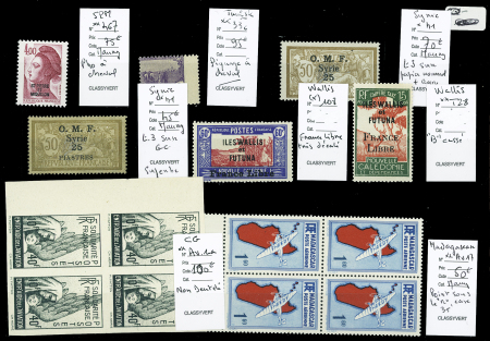 1900-1930 lot de variété diverses sur timbres de colonies,