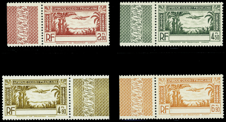 POSTE AERIENNE N°1a à 5a série complète, variétés sans