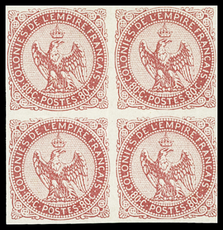N°6 80c. rose, en bloc de 4, 2ex. neufs **/*, TB