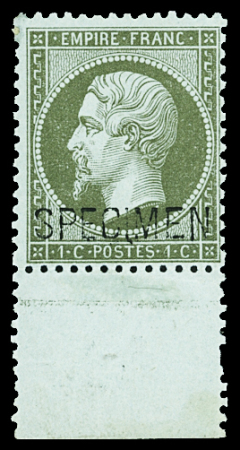 N°19f 1c. olive, surch. SPECIMEN, BdF, neuf *, très