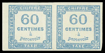 N°9 60c. bleu, en PAIRE, neufs *, bdf, TB