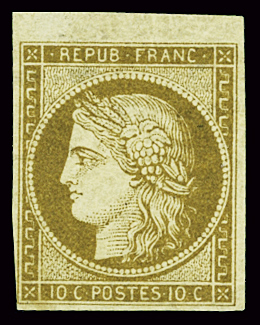 N°1a 10c. bistre-brun, petit BdF, neuf *, TTB. Signé