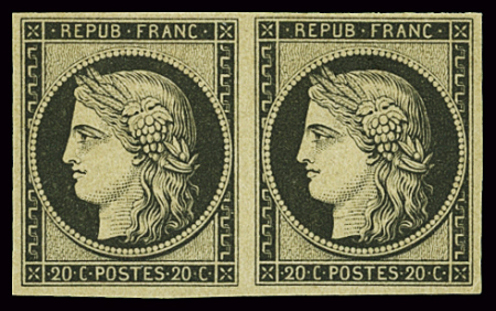 N°3f réimpression 1862 noir, en paire, neufs * (1 ex.