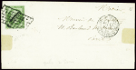 N°12 5c. vert, obl. grille (2 frappes) sur LAC, CaD