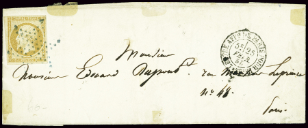 N°13A 10c. bistre Type I, obl. étoile BLEUE sur LAC,