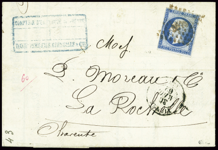 N°14B 20c. bleu Type II, obl. PC rouge 3573 (frappe