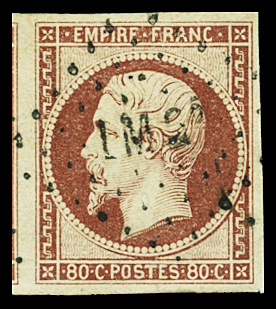N°17A 80c carmin, obl. ambulant LM2°, avec un voisin,