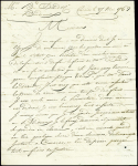 Lettre avec marque manuscrite "Curacao" pour Borde
