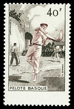 N°1073 pelote basque, 40 f brun foncé et lilas, rare