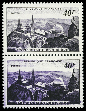 N°916 Pic du Midi 40 f violet-foncé en paire, variété