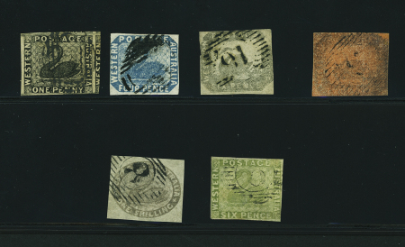 1854-57 Swan selection incl. 1d black, very close to