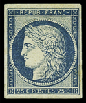 N°4a 25c. bleu foncé, neuf *, TB. Signé JF.Brun (Cote
