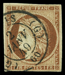 N°7 1f vermillon obl. du CaD de PARIS 60 - bureau G